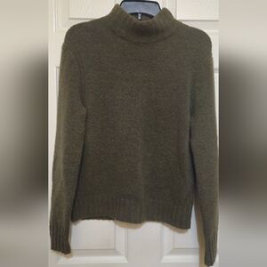 J. Crew Women Forest Green Mockneck Merino Wool Blend Sweater - Size Medium